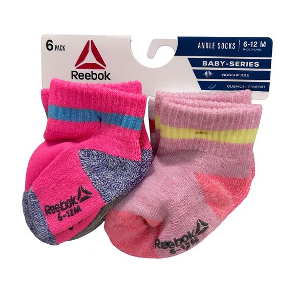 Reebok Other - NEW Reebok Baby Series Girls' Ankle Socks (6-Pack) 6-12 Months Non-Slip Assorted
